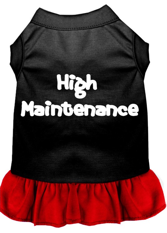 High Maintenance Screen Print Dog Dress Black with Red XXL